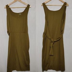 Able Gwen Knot Front Dress Tank Midi Olive Green XL Cotton Modal Knit Square